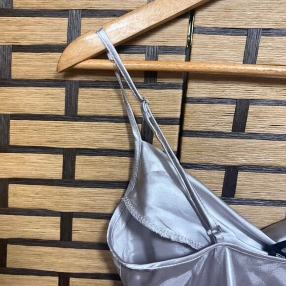 Bebe Silver Midi Slip Dress Size Small - Picture 5 of 9